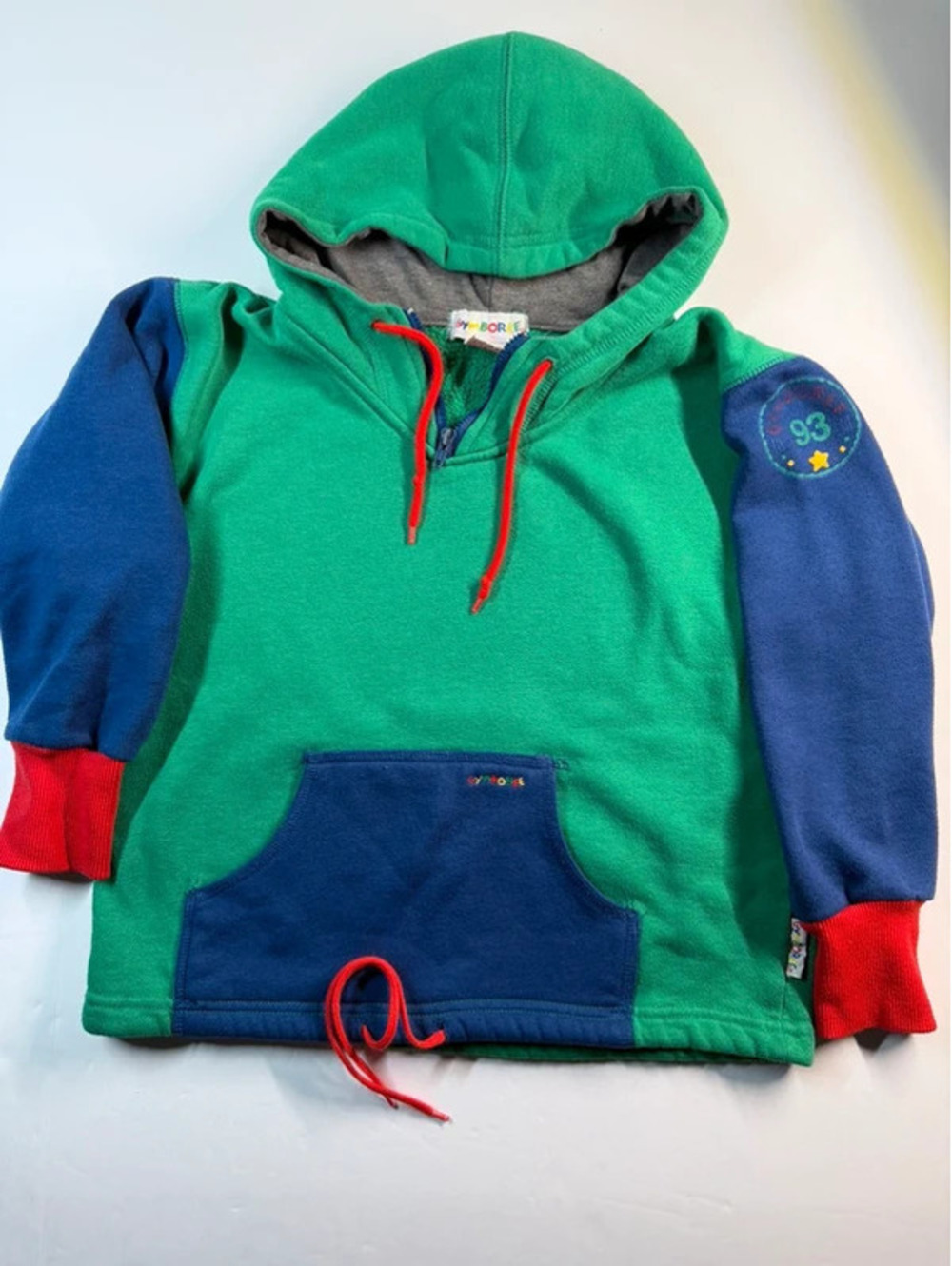 Vintage 90s Gymboree Rainbow Tag Colorblock Hoodie Sweatshirt X-Large 5T